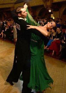 Rachel competing in a ballroom dance competition