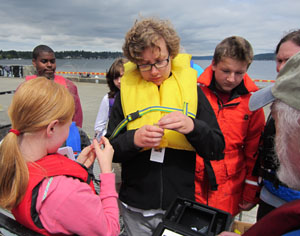 Students on the dock at NOAA Sand Point