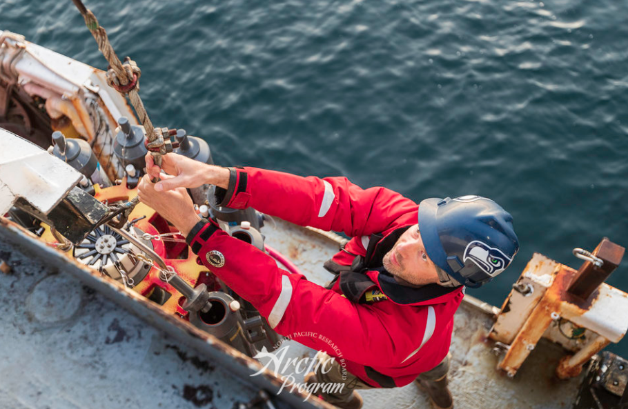 Ryan working at sea