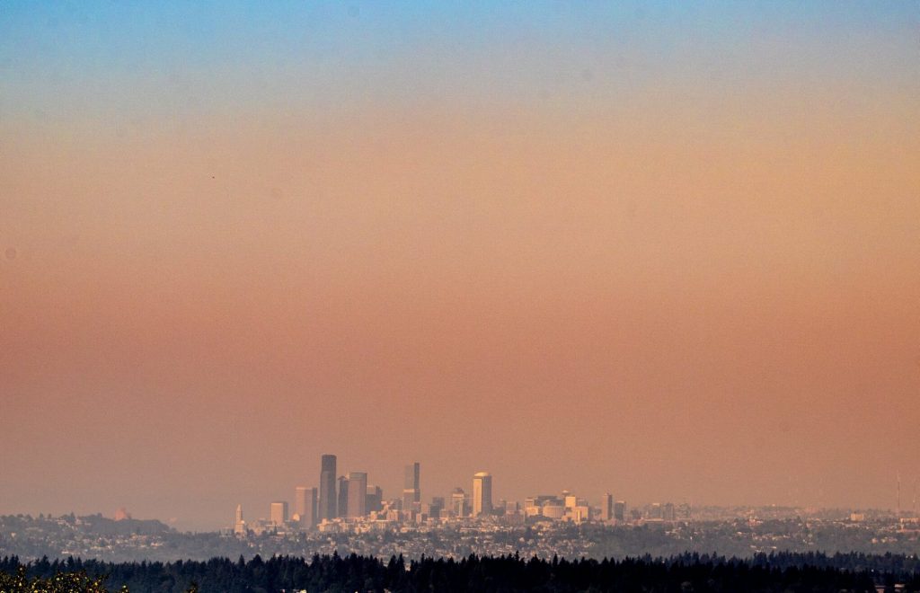 smoke hanging over the seattle area