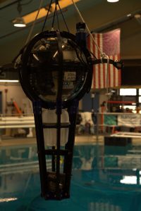 A driftcam hanging above a test pool.
