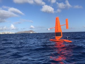 A seaglider on the open ocean.