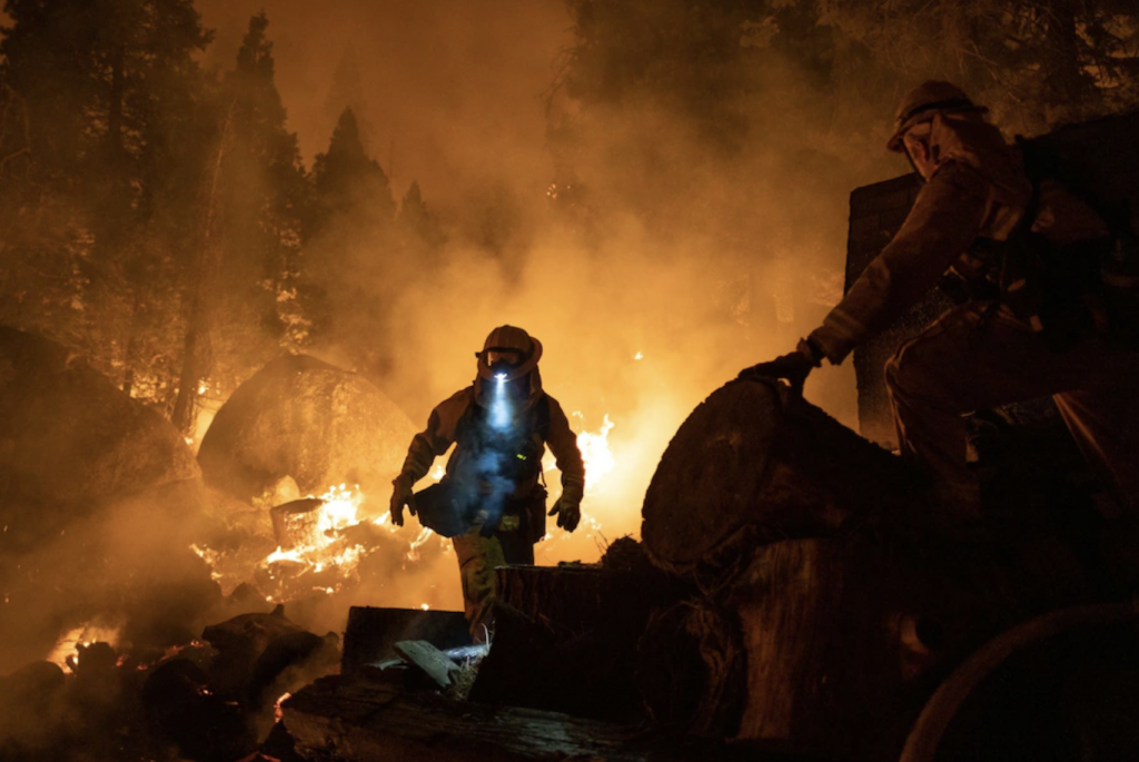 Firefighters at the Caldor Fire in CA