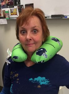 Mary with new Seahawks gear