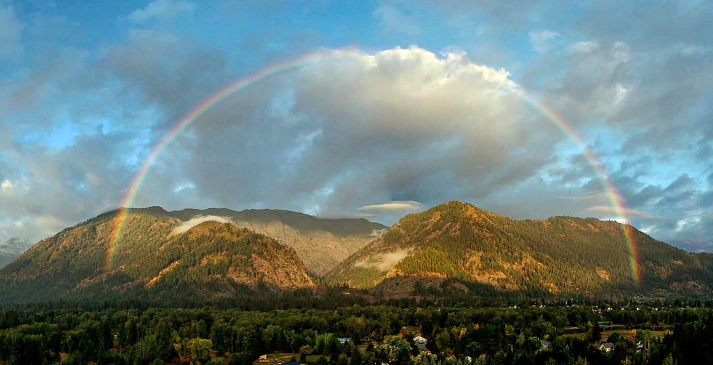 Rainbow over the town of Leavenworth, WA
