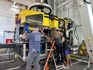 Dave working on the yellow ROV