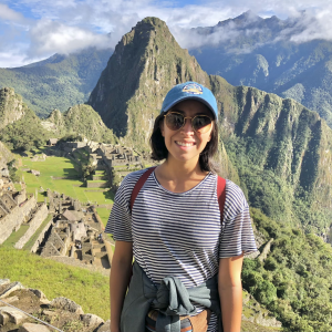 Carol with Machu Pichu in the background