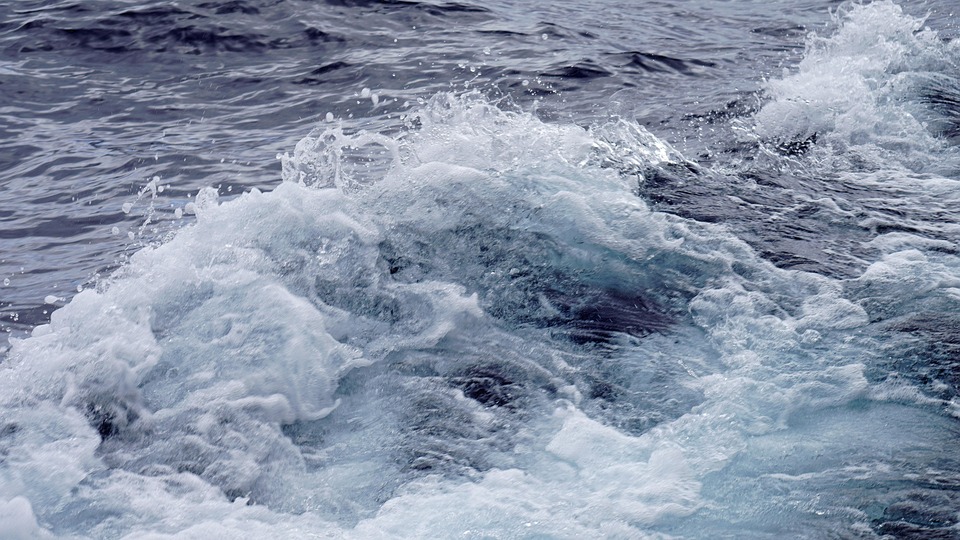 A close-up view of ocean waves.