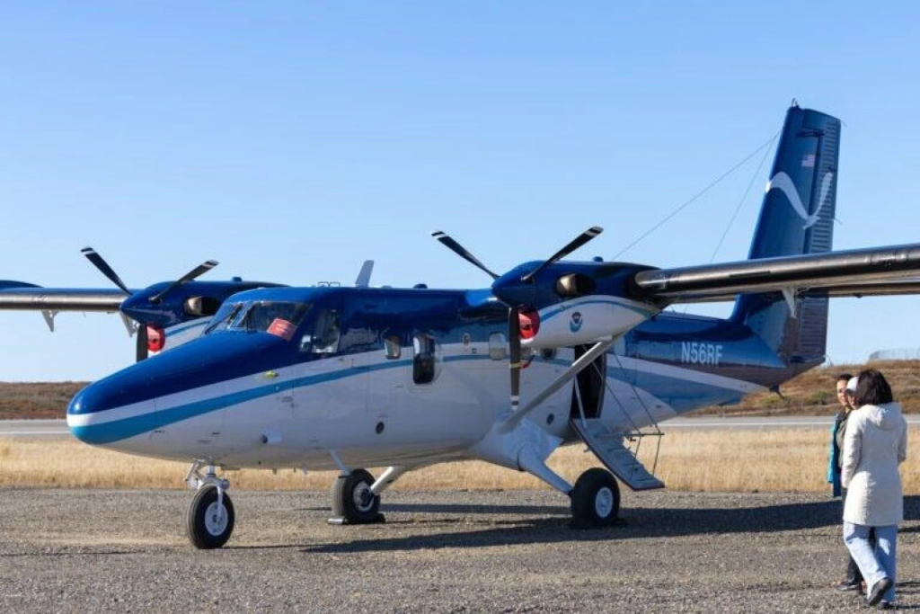 A National Oceanic and Atmospheric Administration De Havilland DHC-6-300 “Twin Otter" at the Nome Airport.